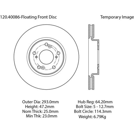 Centric Parts Premium Brake Rotor, 120.40086 120.40086